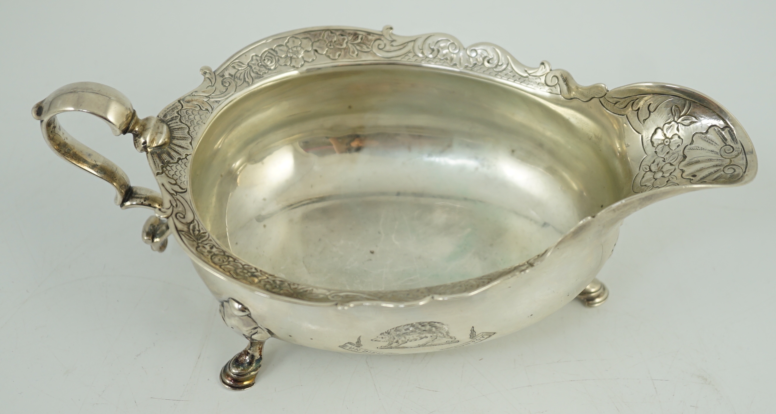 A George II Scottish silver sauce boat by Edward Lothian